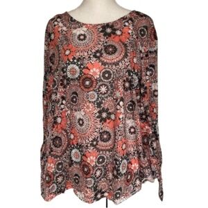 EUC Ruby Rd Multicolor Semi-sheer Blouse Plus Size 3X